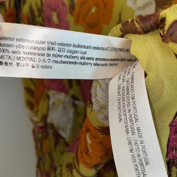 EUC Massimo Dutti Chiffon Ruffle Hem Floral Side Tie Top Size 8 - Picture 6 of 7